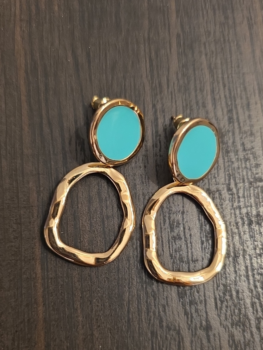 Gold-Tone Turquoise Drop Earrings - Women Jewelry